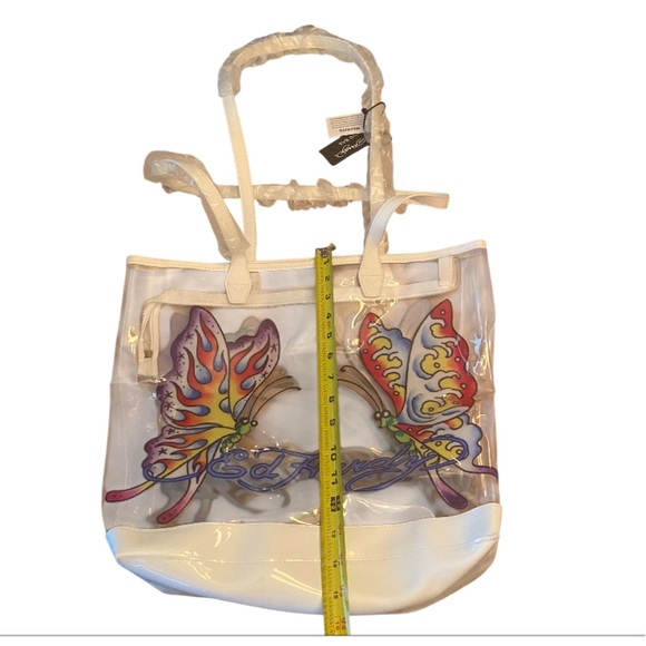 NWT Ed Hardy Large Tote Clear PVC Bag with Butterfly and zipper - Picture 5 of 7